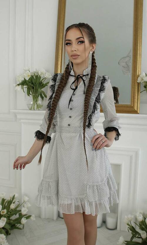 Шифонова Сукня Baby Doll 21034 Біла