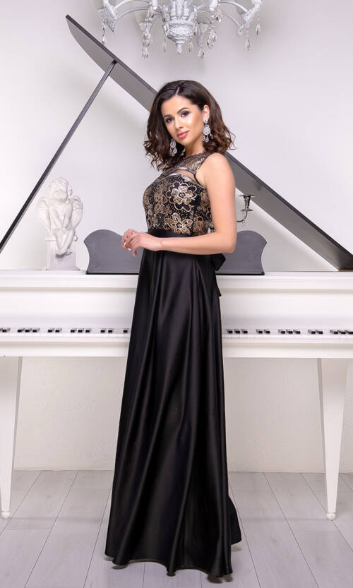 Вечірня Сукня Золота Вишивка 9032 Чорна