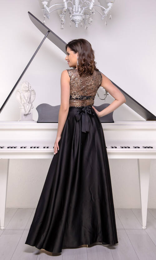 Вечірня Сукня Золота Вишивка 9032 Чорна