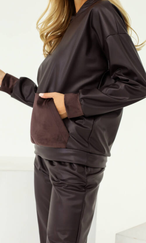 Спортивний костюм Еко Шкіра D2196 Коричневий