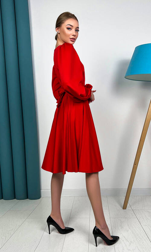 Коктейльна Сукня Атлас Шовк 22084 Червона