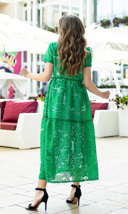 Літня Сукня Льон Папороті 21064 Зелена