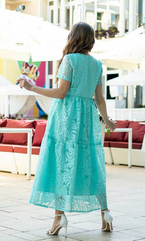 Летнее Платье Лен Папоротники 21064 Мятное