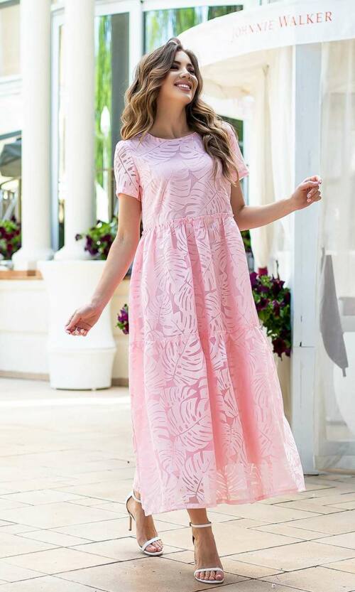 Літня Сукня Льон Папороті 21064 Рожева