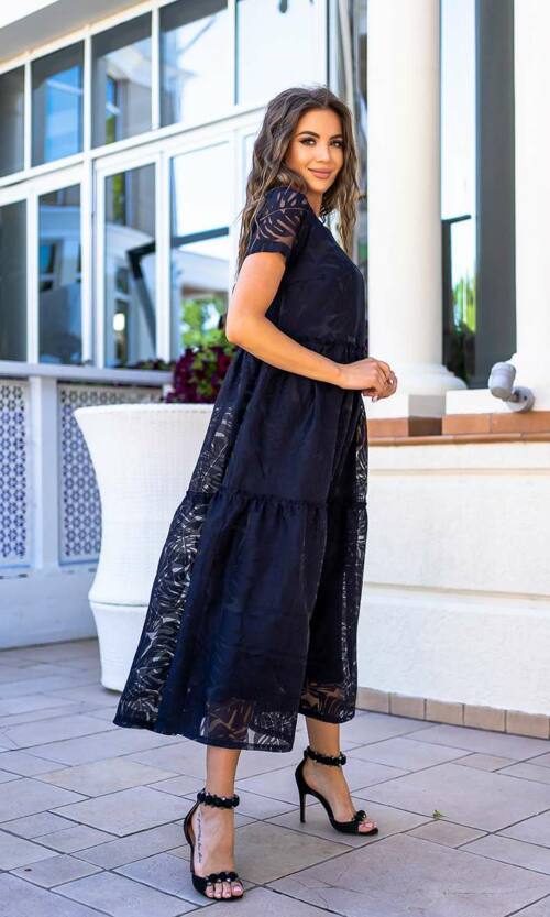 Літня Сукня Льон Папороті 21064 Синя