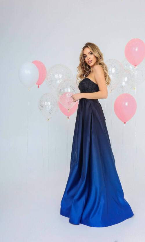 Вечірня Сукня Корсет 22003 Чорна Синя