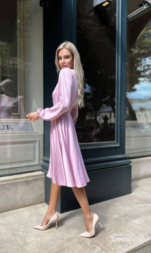 Коктейльна Сукня Атлас Шовк 22072 Рожева