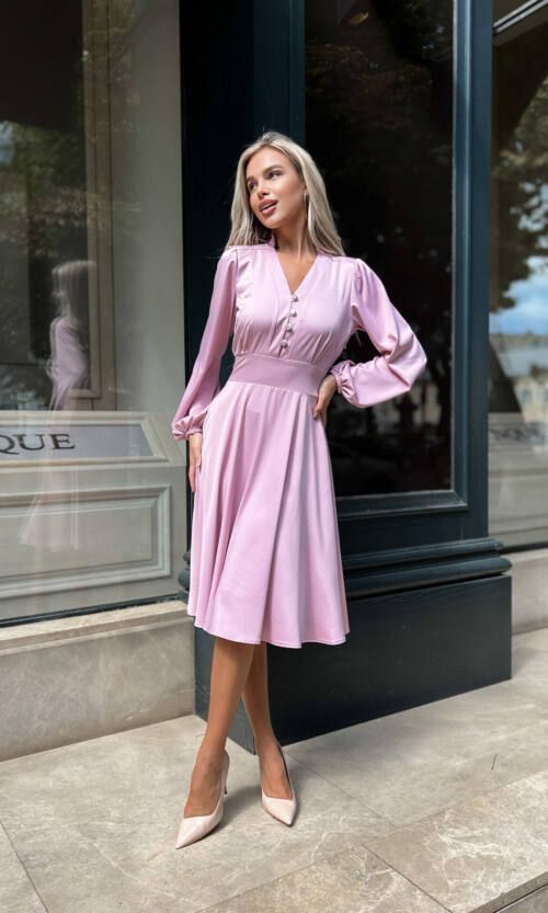 Коктейльна Сукня Атлас Шовк 22072 Рожева