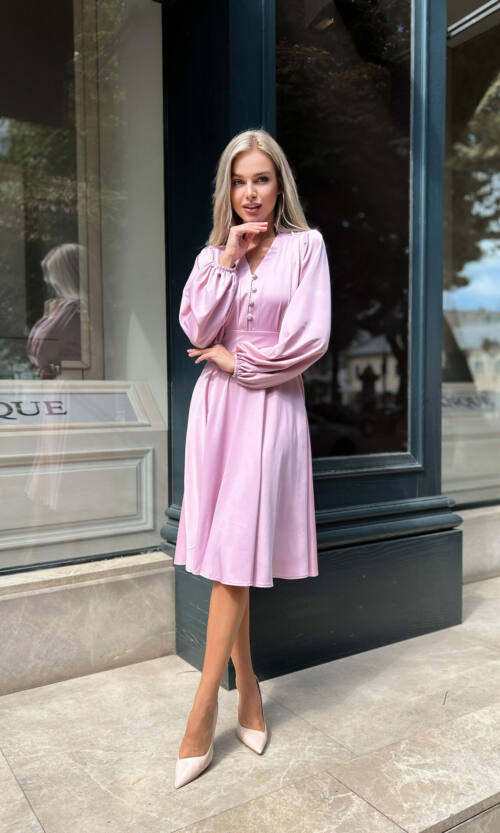 Коктейльна Сукня Атлас Шовк 22072 Рожева