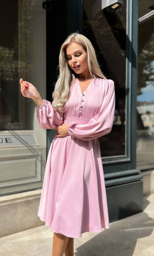Коктейльна Сукня Атлас Шовк 22072 Рожева