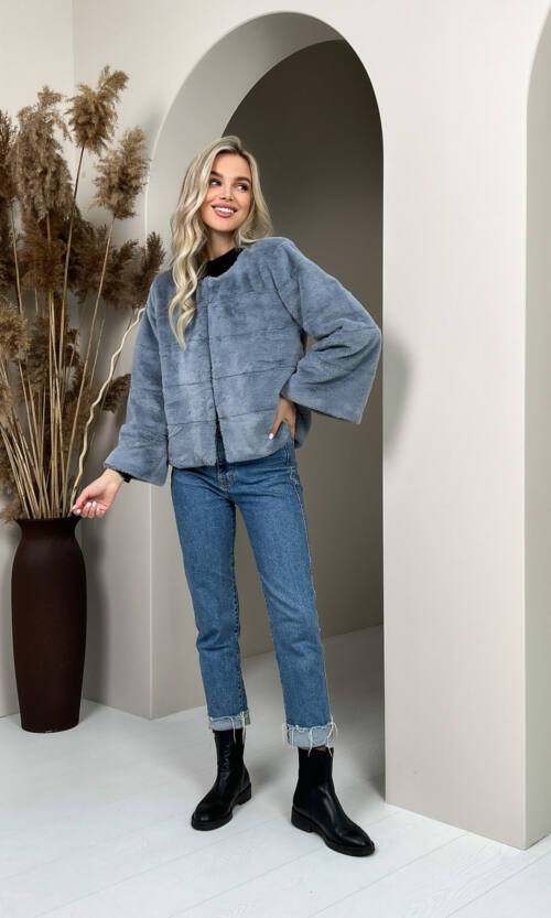 Элегантная Эко Шубка "Мороз" 20200 Серая