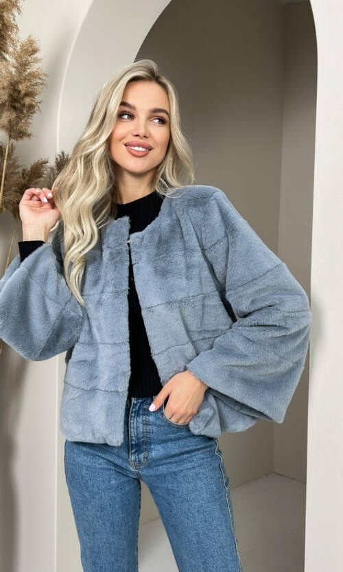 Элегантная Эко Шубка "Мороз" 20200 Серая