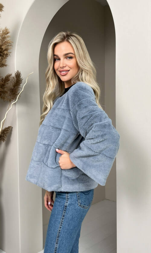 Элегантная Эко Шубка "Мороз" 20200 Серая