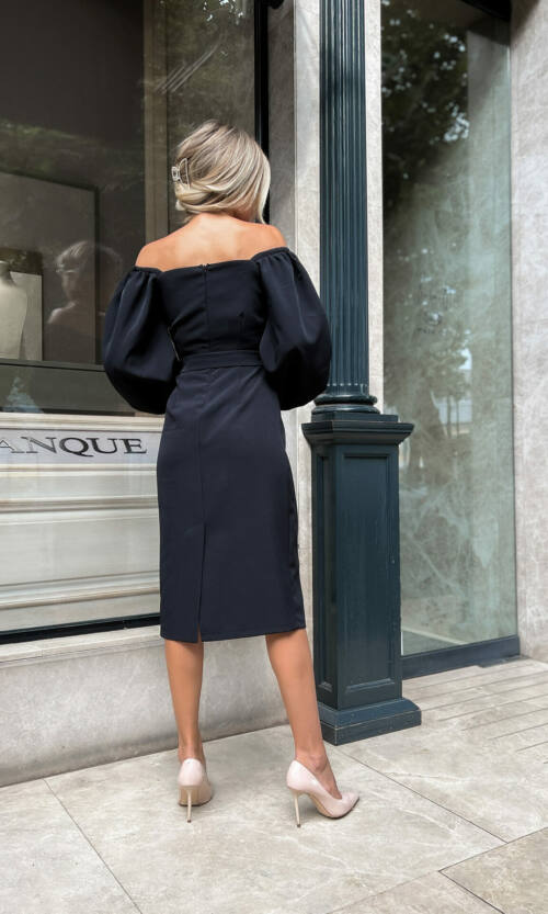 Коктейльна Сукня Костюмний Кріп 22063 Чорна