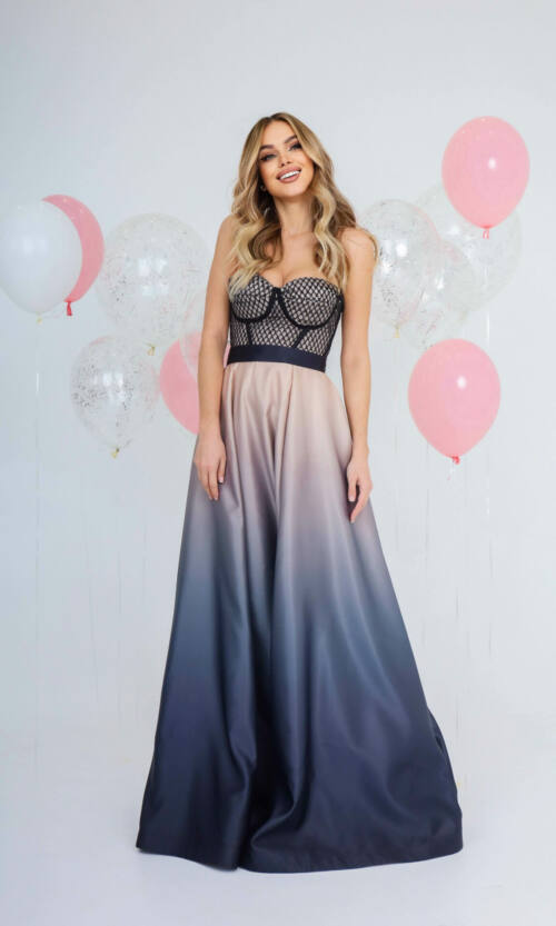 Вечернее Платье Корсет 22003 Бежевое Черное