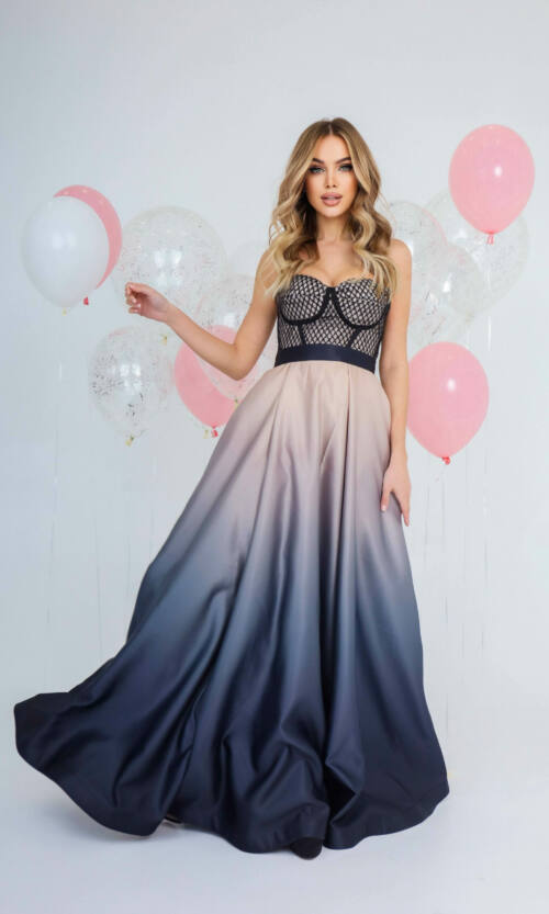 Вечернее Платье Корсет 22003 Бежевое Черное