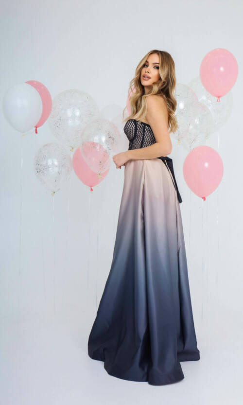 Вечернее Платье Корсет 22003 Бежевое Черное