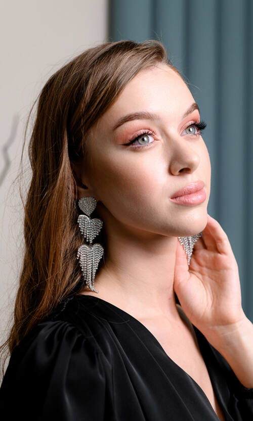 Сережки Біжутерія Три Серця 23507 Сріблясті