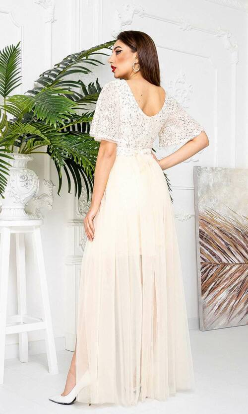 Коктейльна Сукня Знімна Спідниця 21033 Бежева