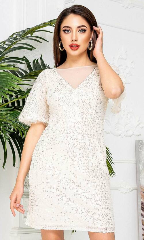 Коктейльна Сукня Знімна Спідниця 21033 Бежева