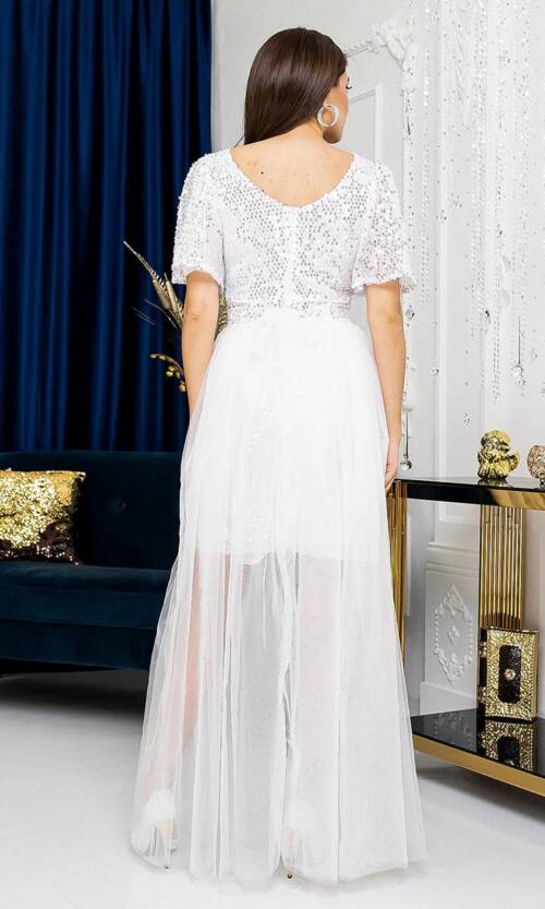 Коктейльное Платье Съемная Юбка 21033 Белое