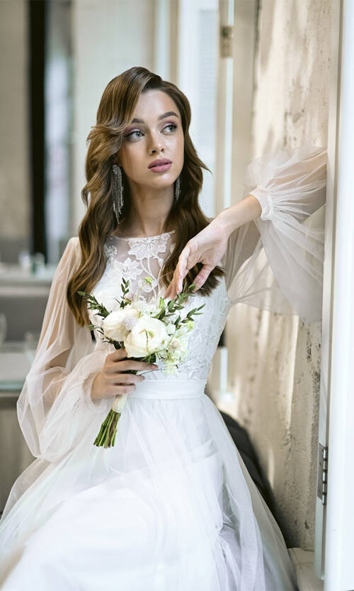 Коктейльна Сукня На Розпис 23046 Молочна