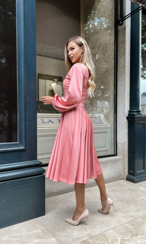 Коктейльное Платье Атлас Шелк 22070 Терракотовое Платье Атлас Шелк 22070