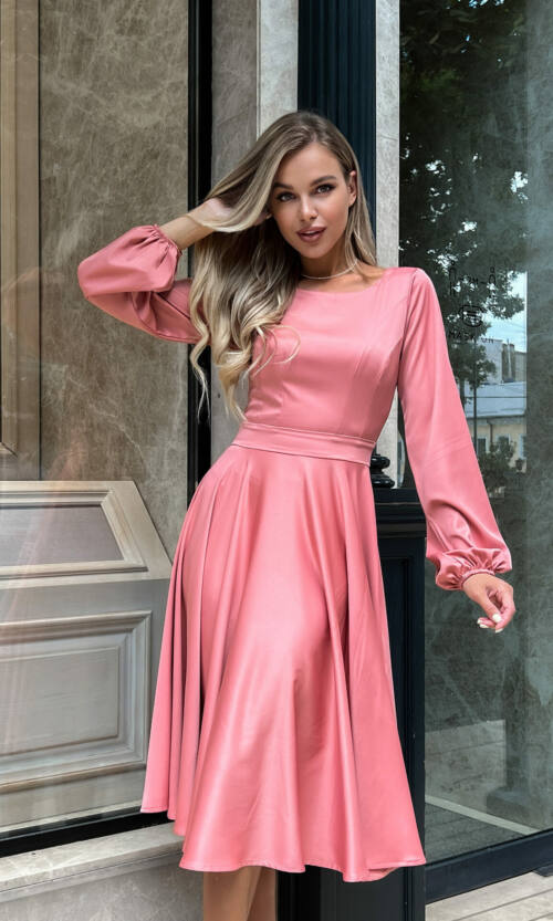 Коктейльное Платье Атлас Шелк 22070 Терракотовое Платье Атлас Шелк 22070