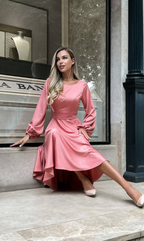 Коктейльное Платье Атлас Шелк 22070 Терракотовое Платье Атлас Шелк 22070