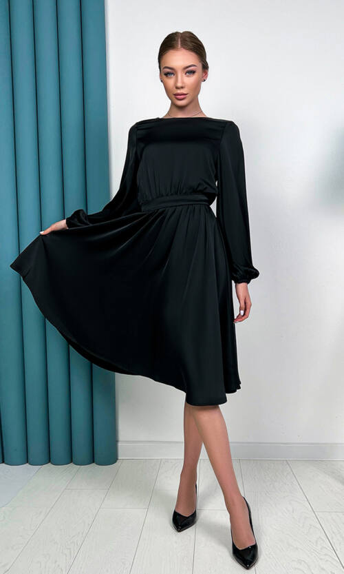 Коктейльна Сукня Шовк Сонцеклеш 23017 Чорна