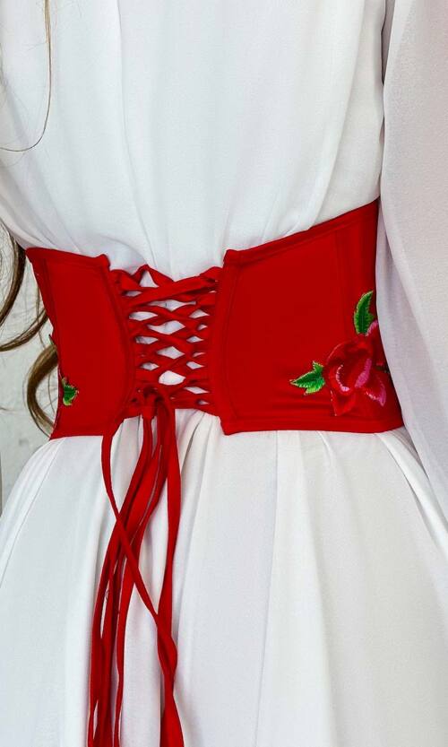 Корсет Вишивка "Оксамитовий Вечір" 23054 Червоний