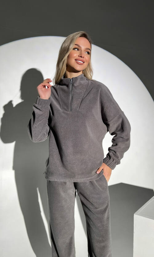 Спортивний Костюм М'який Фліс D3114 Сірий