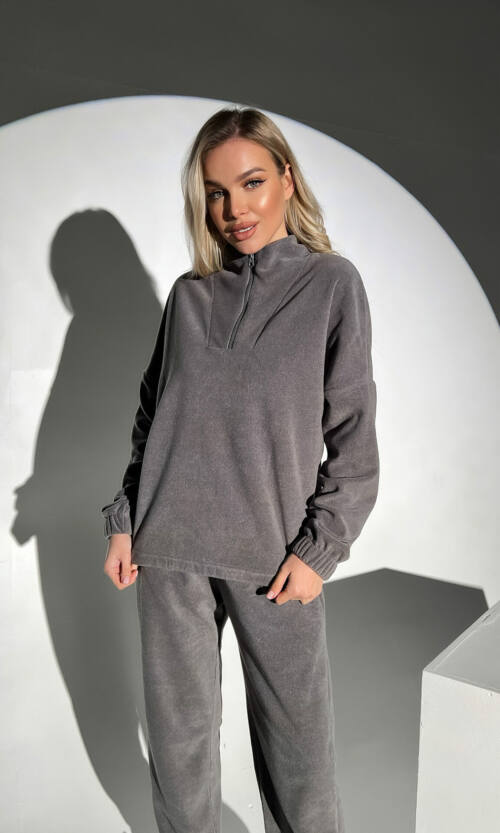 Спортивний Костюм М'який Фліс D3114 Сірий