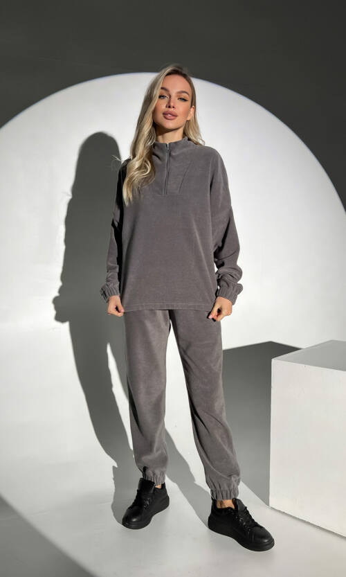 Спортивний Костюм М'який Фліс D3114 Сірий
