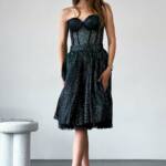 Коктейльна Сукня Корсет Гліттер 22011 Синя