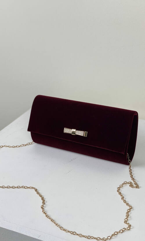 Клатч Замшевый Хрустальная Застежка JQ103261-1 Бордовый