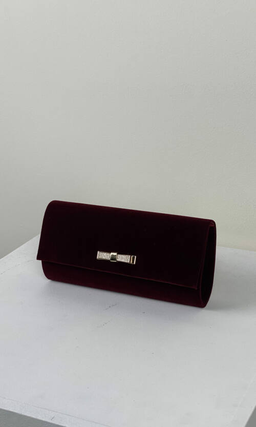 Клатч Замшевый Хрустальная Застежка JQ103261-1 Бордовый