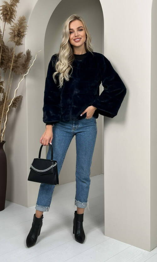 Элегантная Эко Шубка "Мороз" 20200 Синяя