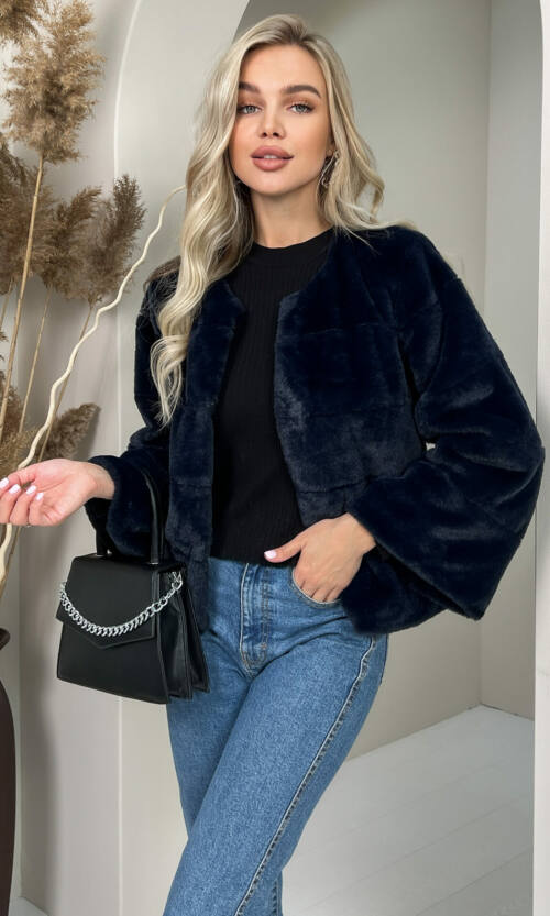 Элегантная Эко Шубка "Мороз" 20200 Синяя