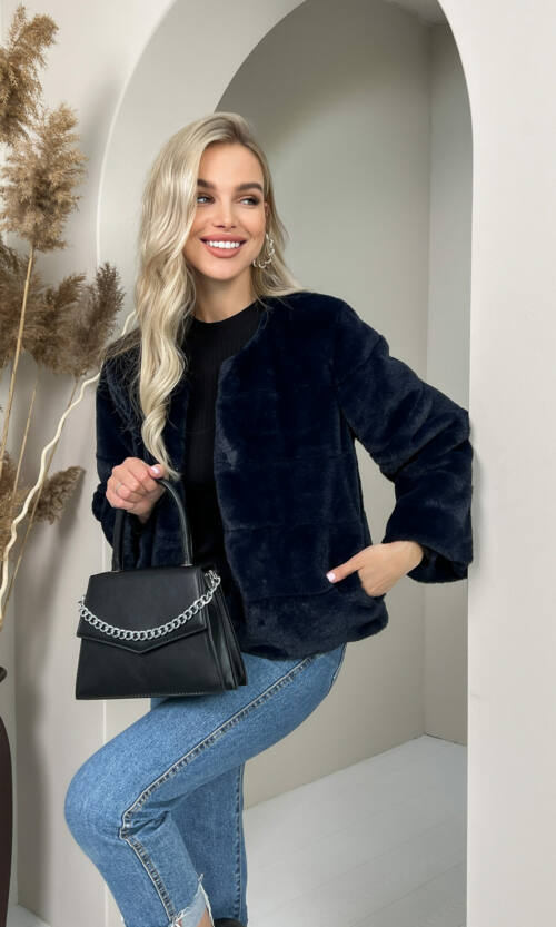 Элегантная Эко Шубка "Мороз" 20200 Синяя