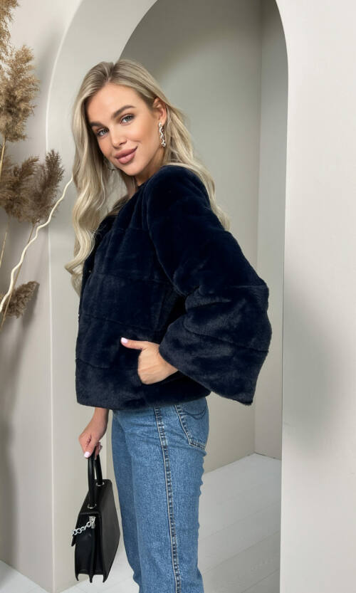 Элегантная Эко Шубка "Мороз" 20200 Синяя