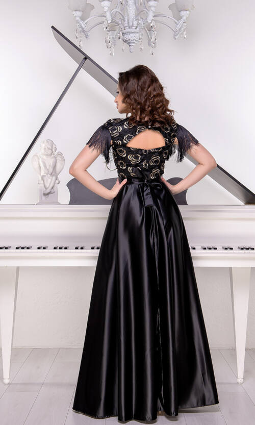 Вечірня Сукня Атлас Золото 9040 Чорна