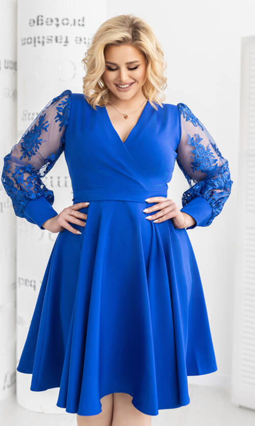 Коктейльна Сукня Рукава Вишивка 22088 Електрик