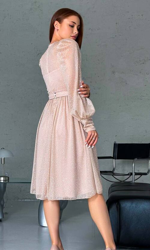 Коктейльна Сукня Шифон Блиск 23010 Бежева