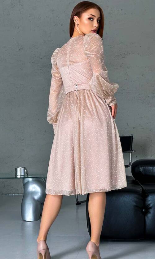 Коктейльна Сукня Шифон Блиск 23010 Бежева