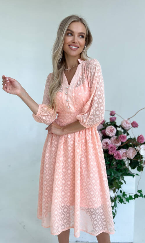 Коктейльна Сукня "Elegant Charm" 22024 Персикова