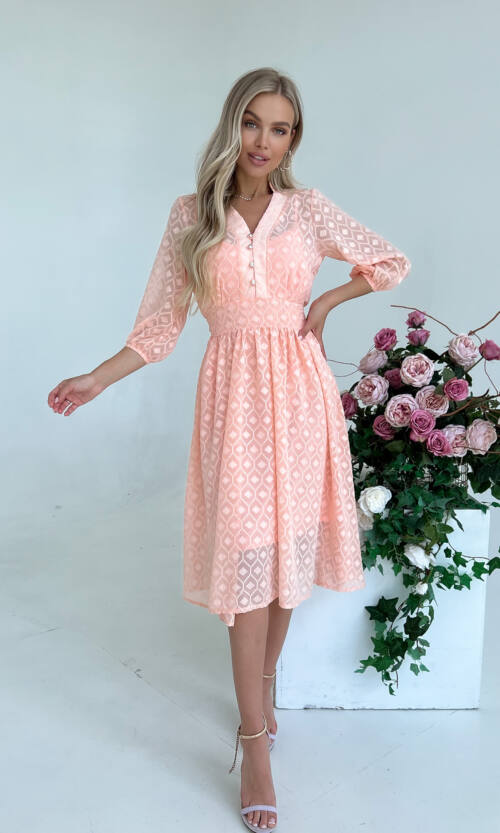 Коктейльна Сукня "Elegant Charm" 22024 Персикова