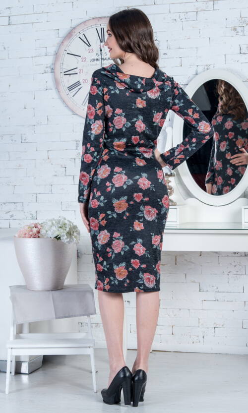 Повсякденна Сукня Ангора Квіти 6272 Чорна