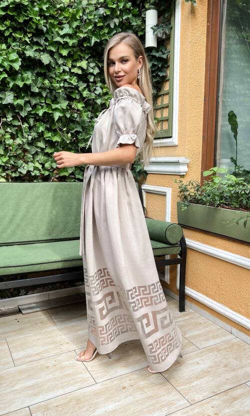 Літня Сукня Льон Органза 22042 Бежева