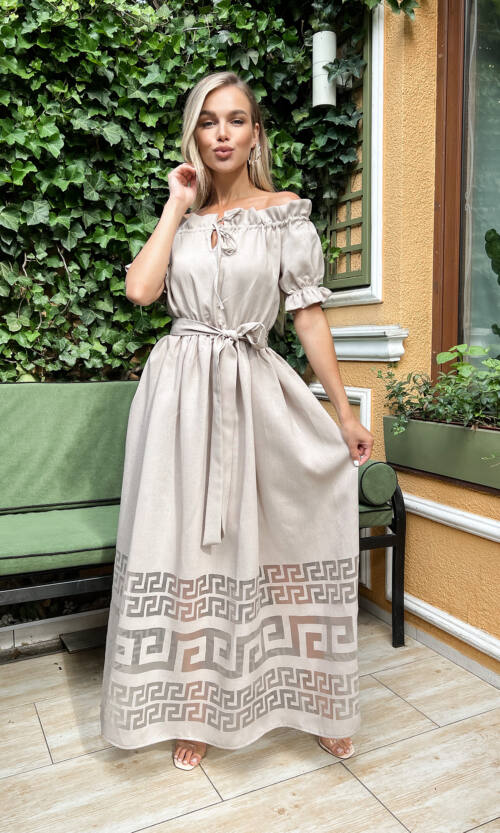 Літня Сукня Льон Органза 22042 Бежева